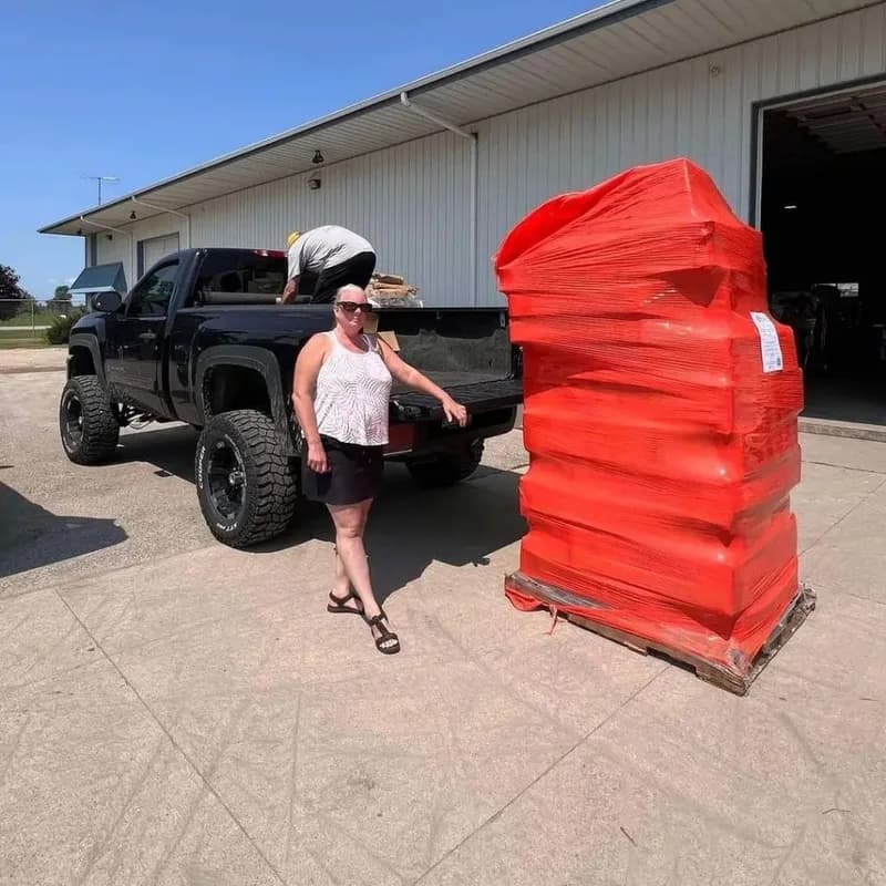 Customer collecting pallets at the warehouse